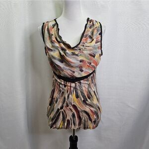 Anthropologie Deletta Abstract Draped Neck Sleeveless Top Size Small